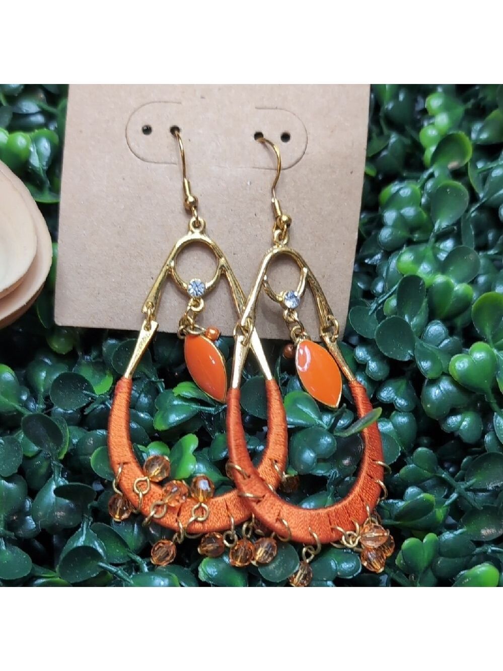 Pier 1 Orange Wrapped Teardrop Earrings - Picture 8 of 8